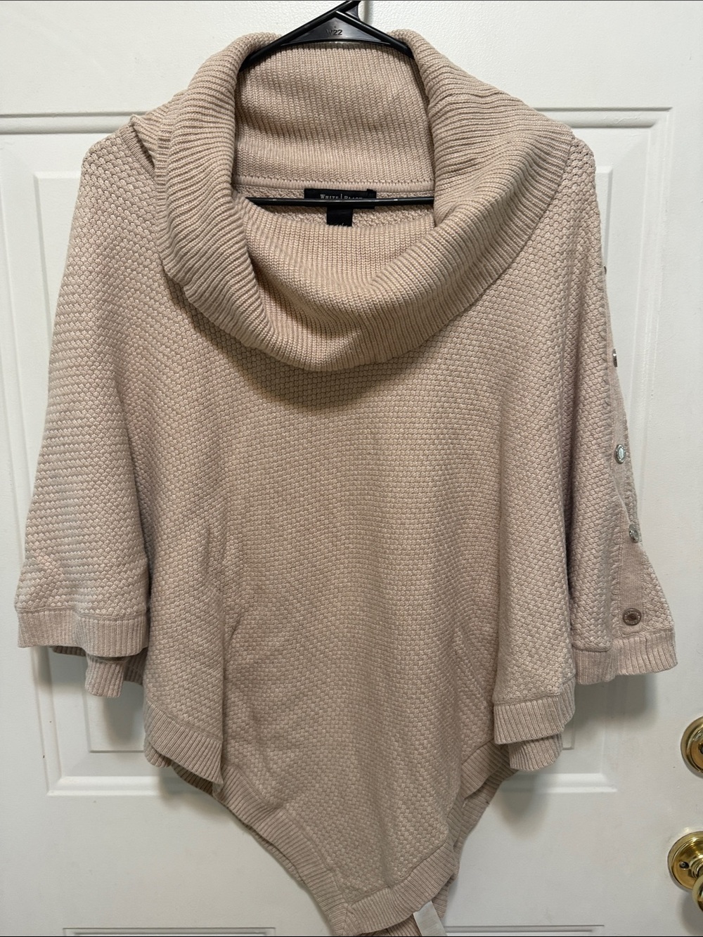 White House Black Market Cream Cowl Poncho Sweater